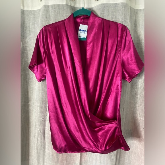 Hot Pink Cowl Neck Batwing Tee NWT Medium Statement - Picture 3 of 7